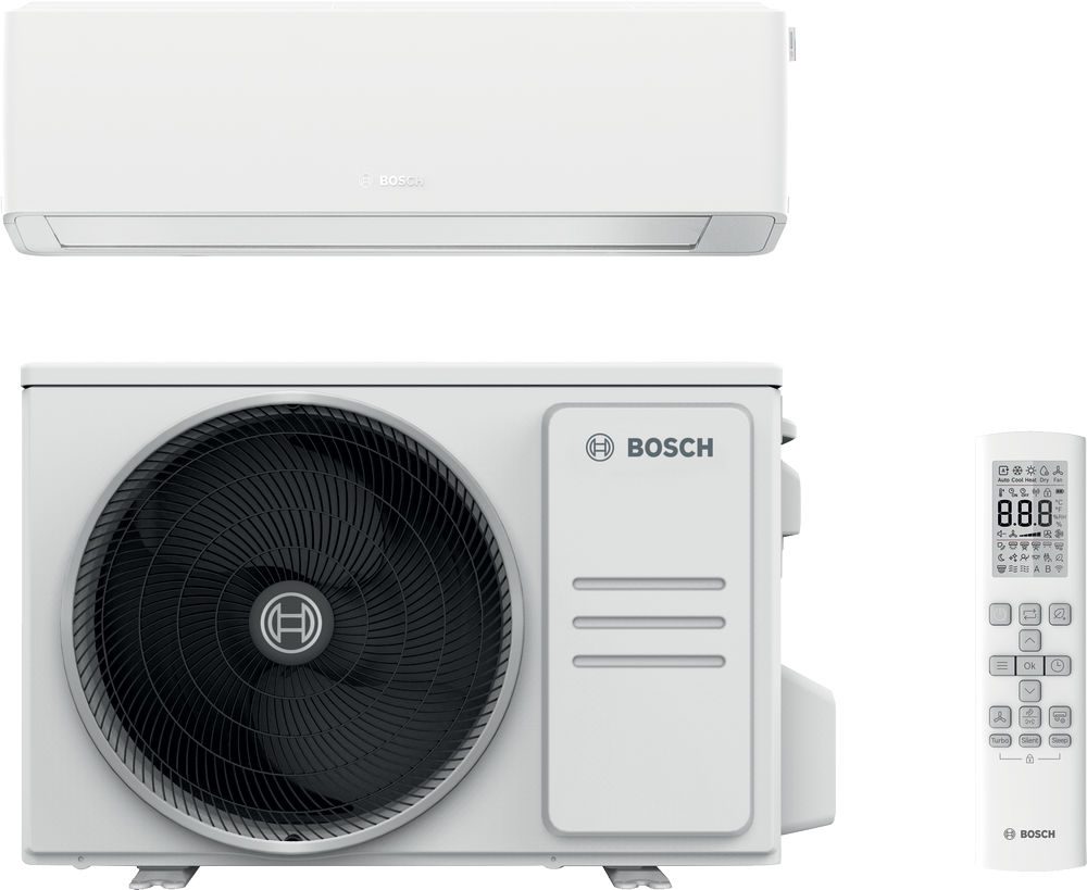 Air conditioning split system: indoor wall unit, outdoor condenser and remote control